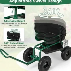 Sale Trädgårdsvagn Scooter, 35,5x24x23,5-27cm, Röd, Svart Stöd Med Hjul, Säten & Knäskydd För Trädgårdsskötsel
