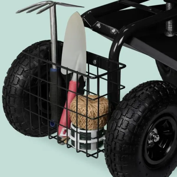 Trädgårdsvagn, 45-54x42x81 cm, Kodustaar Stöd Med Hjul, Säten & Knäskydd För Trädgårdsskötsel