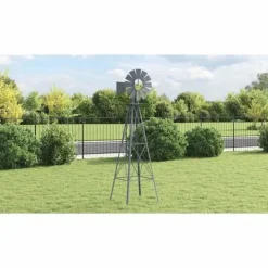Online Trädgårdsvindkraftverk - - Grå - Järn - 84x68x245 cm - Rostbeständig - Vädertålig Vinddekoration
