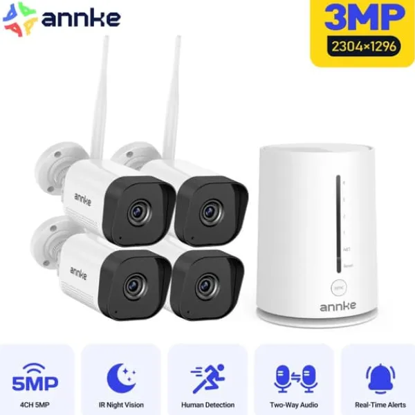 Hot Trådlös säkerhetskamera, 5MP upplösning, nattseendefunktion,I71GK 4Pcs Kamera Säkerhetsmonitorer & Videokameror