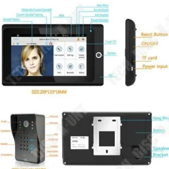Trådlös Video Intercom - TD - 7" WiFi - RFID - Nattvision - Inbyggd Alarm