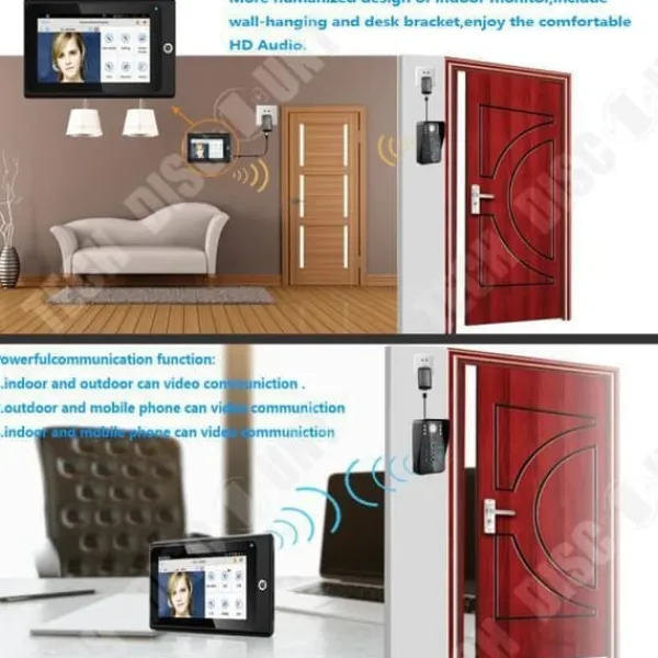 Trådlös Video Intercom - TD - 7" WiFi - RFID - Nattvision - Inbyggd Alarm