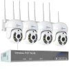 Trådlöst CCTV-system, AI-detektering, tvåvägsljud,10CH 3MP Med 4 PTZ, 1T