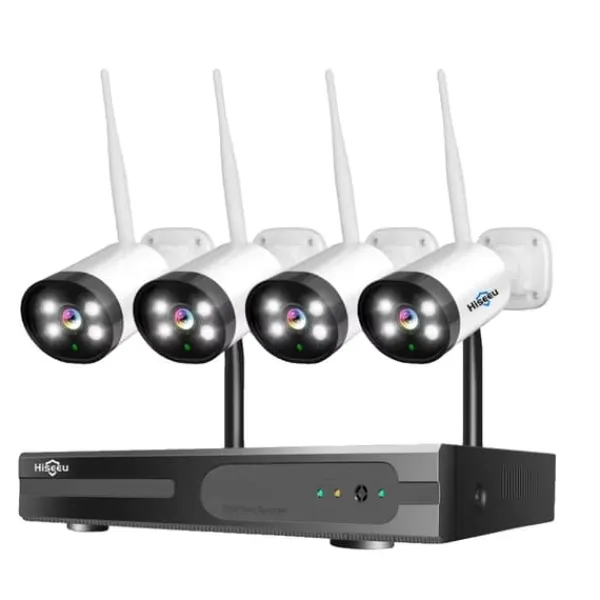 Trådlöst CCTV-system, människodetektering, nattseende,1T, 16CH NVR 4 Kameror