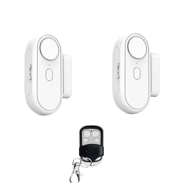Outlet Trådlöst Dörr- och Fönsterlarm med Fjärrkontroll - 1 Magnetisk Dörrsensor och 2 Larm Hemlarmsystem