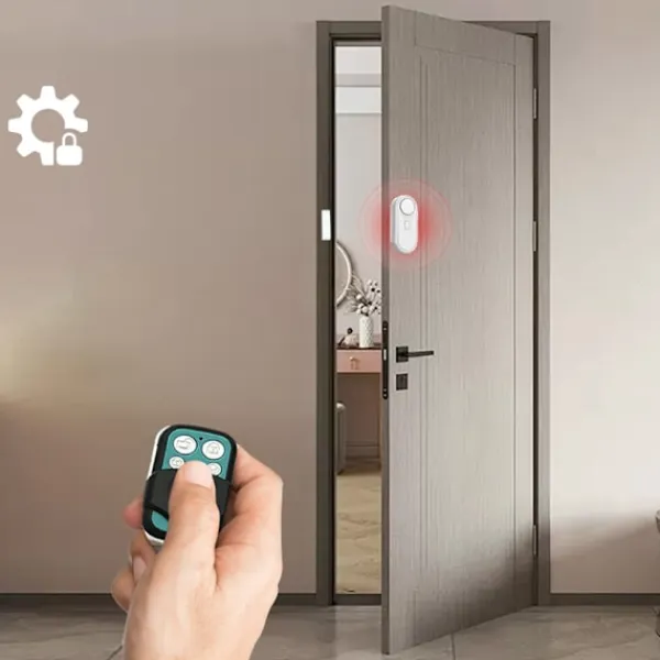Outlet Trådlöst Dörr- och Fönsterlarm med Fjärrkontroll - 1 Magnetisk Dörrsensor och 2 Larm Hemlarmsystem
