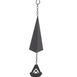 Triangulära Wind Chimes Courtyard Bell Pendel Heminredning Iron Black med hängande ring för trädgård Vinddekoration
