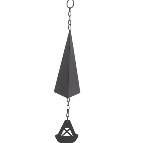 Triangulära Wind Chimes Courtyard Bell Pendel Heminredning Iron Black med hängande ring för trädgård Vinddekoration