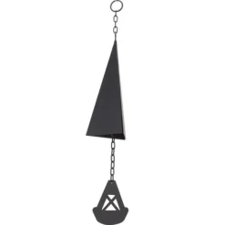 Triangulära Wind Chimes Courtyard Bell Pendel Heminredning Iron Black med hängande ring för trädgård Vinddekoration