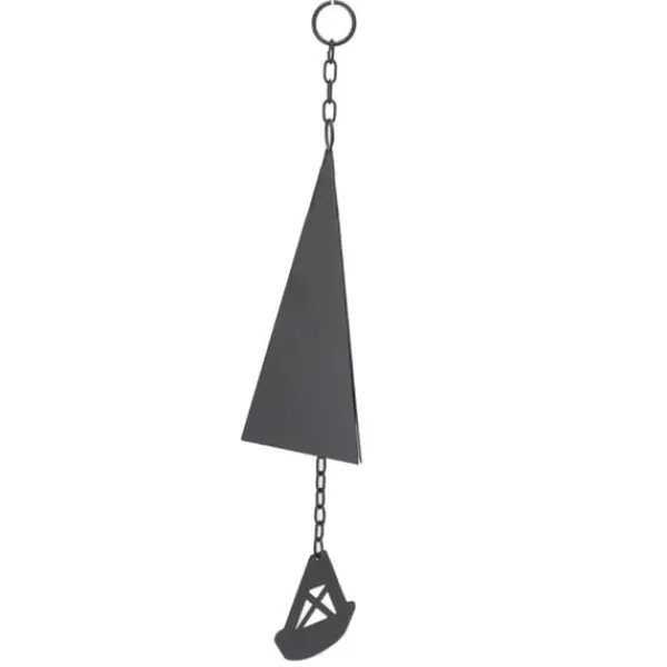 Triangulära Wind Chimes Courtyard Bell Pendel Heminredning Iron Black med hängande ring för trädgård Vinddekoration