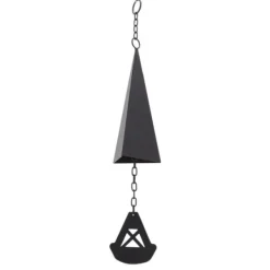 Triangulära Wind Chimes Courtyard Bell Pendel Heminredning Iron Black med hängande ring för trädgård Vinddekoration