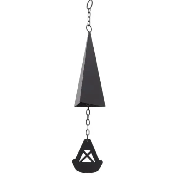Triangulära Wind Chimes Courtyard Bell Pendel Heminredning Iron Black med hängande ring för trädgård Vinddekoration