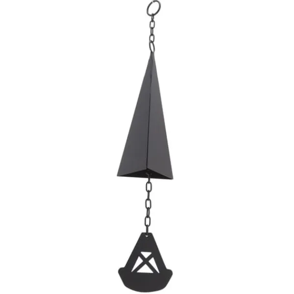 Triangulära Wind Chimes Courtyard Bell Pendel Heminredning Iron Black med hängande ring för trädgård Vinddekoration