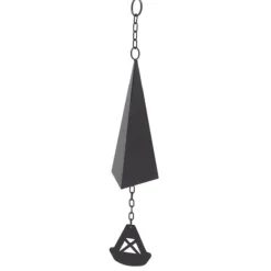 Triangulära Wind Chimes Courtyard Bell Pendel Heminredning Iron Black med hängande ring för trädgård Vinddekoration
