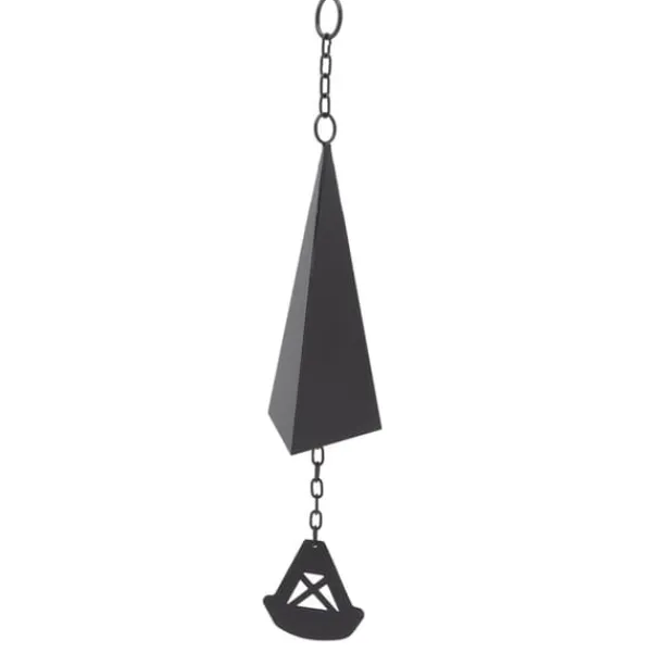 Triangulära Wind Chimes Courtyard Bell Pendel Heminredning Iron Black med hängande ring för trädgård Vinddekoration