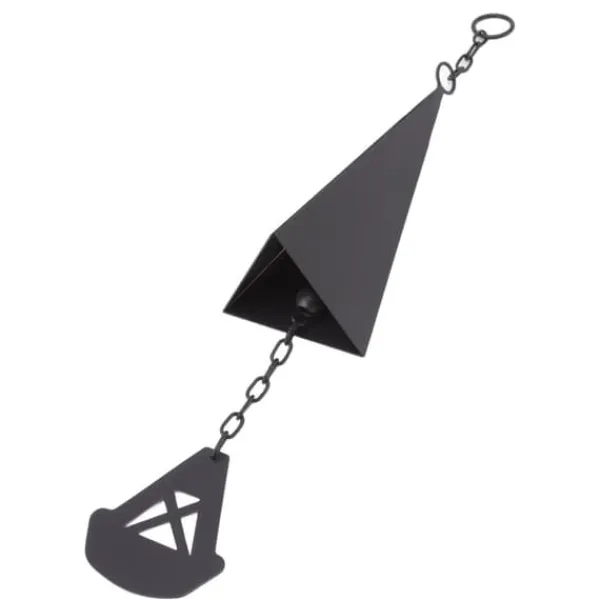 Triangulära Wind Chimes Courtyard Bell Pendel Heminredning Iron Black med hängande ring för trädgård Vinddekoration