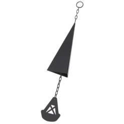 Triangulära Wind Chimes Courtyard Bell Pendel Heminredning Iron Black med hängande ring för trädgård Vinddekoration