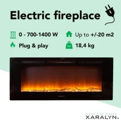 Trivero 130 cinewall inbyggd spis - vägg öppen spis - 1400 Watt värme