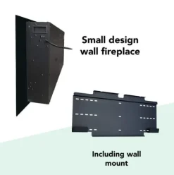 Trivero 130 elektrisk väggspis - Svart glas - 127 cm bred - Appkontroll - Cinewall - 1400 Watt värme