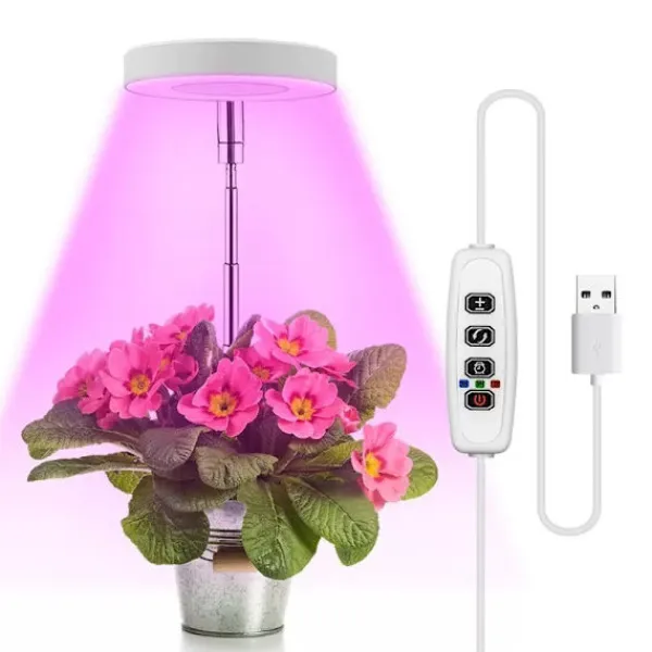New 3.5-tums Vit Varm Ljus 5W Justerbar Växtlampa med USB & Timer Kit För Växt- & Örtplantering