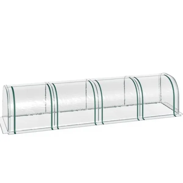 Hot Tunnelväxthus 395x100x80 cm, 4 zip-fönster, stålram, transparent duk Växthus