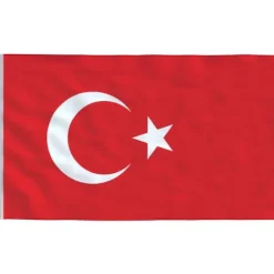 Turkisk flagga i polyester 90x150 cm - Hållbar och förstärkt | Färg: Röd och vit | Storlek: 90x150 cm