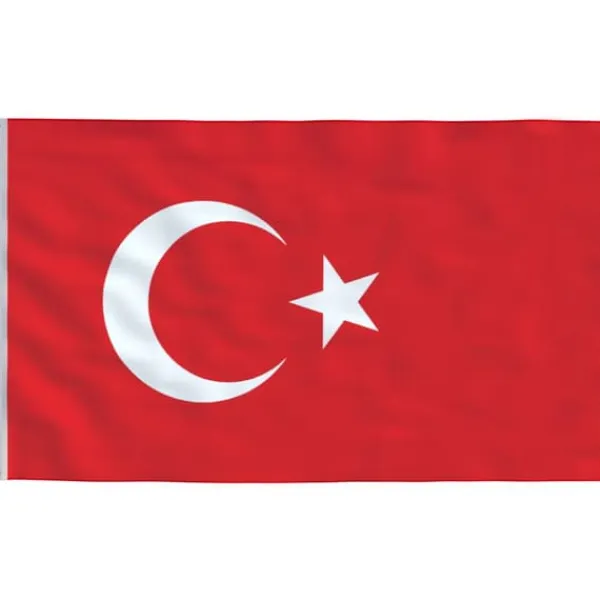 Turkisk flagga i polyester 90x150 cm - Hållbar och förstärkt | Färg: Röd och vit | Storlek: 90x150 cm