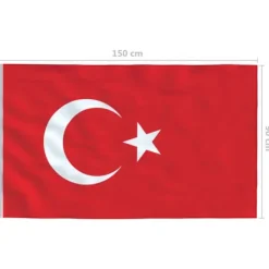 Turkisk flagga i polyester 90x150 cm - Hållbar och förstärkt | Färg: Röd och vit | Storlek: 90x150 cm