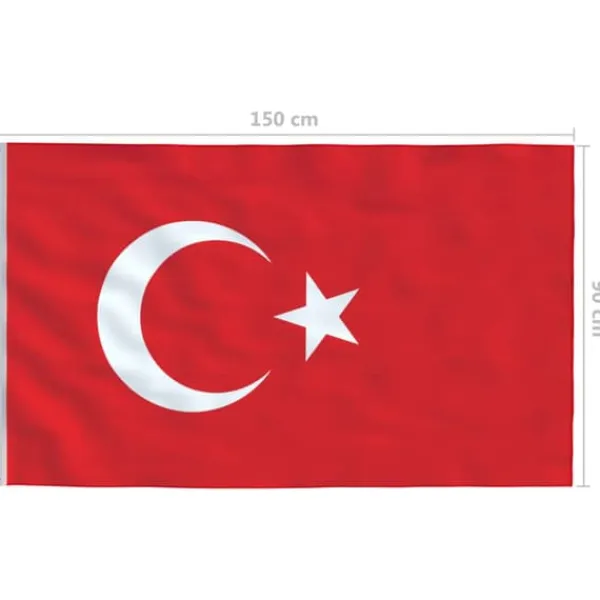 Turkisk flagga i polyester 90x150 cm - Hållbar och förstärkt | Färg: Röd och vit | Storlek: 90x150 cm