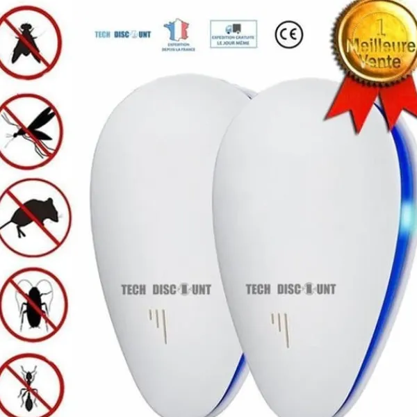 Best Ultraljudsmyggavvisare TD® 2 paket Fransk märke Elektrisk kontakt Ultraljud mot insekter möss spindlar camping Insektsmedel & Djuravvisande Medel