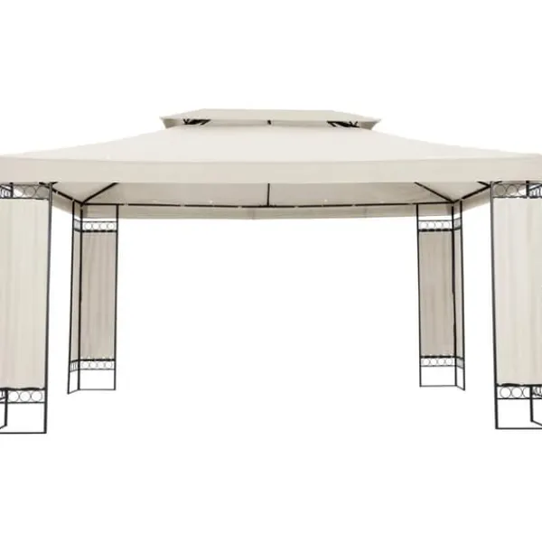 Best Uniprodo - Trädgårdspaviljong - 3 x 4 m - 160 g/m² - Gräddfärgad Tält & Lusthus