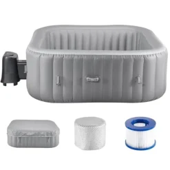 Uppblåsbar Bubbelpool, 4-6 Personer, 1850x660mm, Kvadratisk, Bärbar Utomhusspa