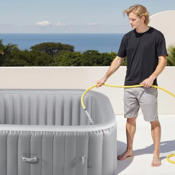 Uppblåsbar Bubbelpool, 4-6 Personer, 1850x660mm, Kvadratisk, Bärbar Utomhusspa