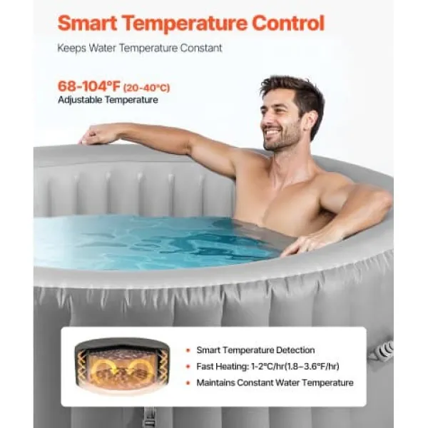 Best Uppblåsbar bubbelpool, 180x66 cm, Grå, PVC Spa & Utomhusbad