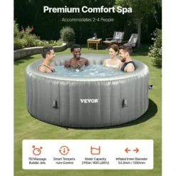 Best Uppblåsbar bubbelpool, 180x66 cm, Grå, PVC Spa & Utomhusbad