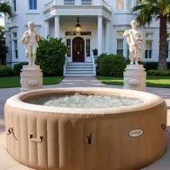 Best Uppblåsbar jacuzzi 6 personer – Kvadratisk – LED-belysning – 130 massagestrålar – 910 l – 185 x 185 x 65 cm – Bubbelbad / Bubbelpool / Spa för inomhus | CDON Spa & Utomhusbad