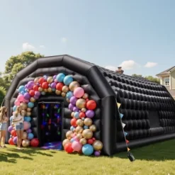 Uppblåsbar nattklubb 9x6x4 m svart, Oxford-tyg