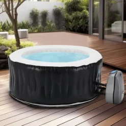 Clearance Uppblåsbart spabad Carbone Ø165x70 cm svart vit [pro.tec] Spa & Utomhusbad