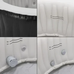 Clearance Uppblåsbart spabad Carbone Ø165x70 cm svart vit [pro.tec] Spa & Utomhusbad