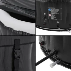 Clearance Uppblåsbart spabad Carbone Ø165x70 cm svart vit [pro.tec] Spa & Utomhusbad