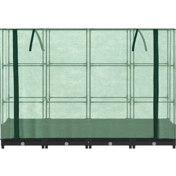 Discount Upphöjd odlingsbädd med växthusöverdrag rottinglook 160x40x123 cm Växthus