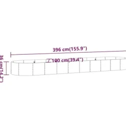 Clearance Upphöjd odlingslåda av pulverlackerat stål 396x100x36 cm | Färg: Antracit | Storlek: 396x100x36 cm Planteringsbänkar