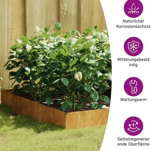 Hot Upphöjd odlingslåda av rosttrögt stål - Planteringslåda för trädgård | Storlek: 100x100x26 cm | Färg: Brun Krukor & Växtbehållare