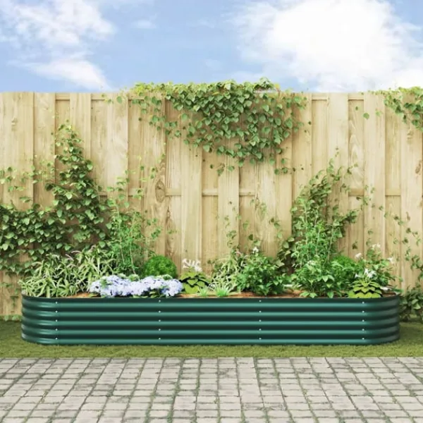 Online Upphöjd odlingslåda Grön 320 x 80 x 44 cm Stål Planteringsbänkar