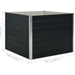 Upphöjd odlingslåda i galvaniserat stål | Färg: Antracit | Storlek: 100x100x77 cm