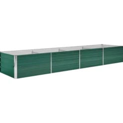 Upphöjd odlingslåda i galvaniserat stål - Trädgårdsbänk | Färg: Grön | Storlek: 320x80x45 cm