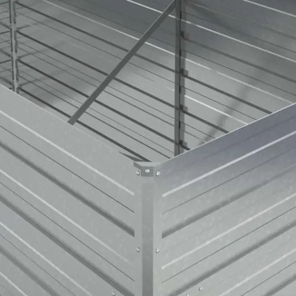 Clearance Upphöjd odlingslåda i galvaniserat stål - Planteringslåda | Färg: Silver | Storlek: 160x80x77 cm Planteringsbänkar