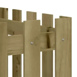 Clearance Upphöjd odlingslåda i impregnerad furu med staket-design | Storlek: 200x50x50 cm | Färg: Natur Planteringsbänkar