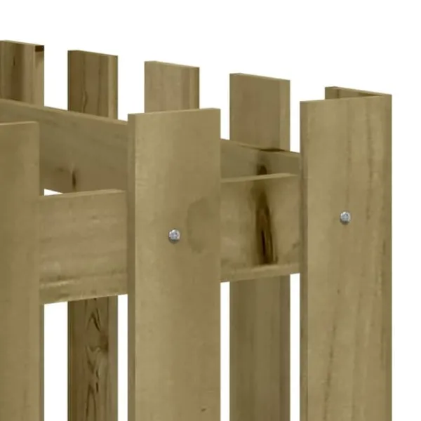 Clearance Upphöjd odlingslåda i impregnerad furu med staket-design | Storlek: 200x50x50 cm | Färg: Natur Planteringsbänkar