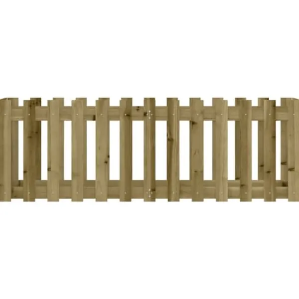 Upphöjd odlingslåda i impregnerad furu - Trädgårdslåda med staket-design | Storlek: 150x50x50 cm